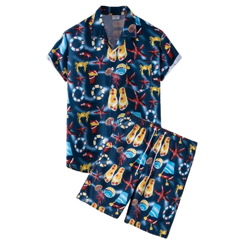 kit de camisa y bermuda para hombre estilo hawaiano